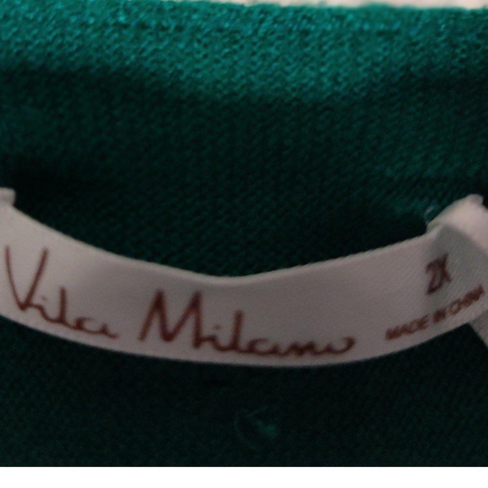 Vila Milano Green V-Neck Dolman Sleeve Button Back Knit Sweater 2X W15520-705TJ - Picture 3 of 5